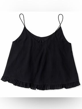Anthropologie Paper Crane Black Pleated Hem Cami Tank Top Medium